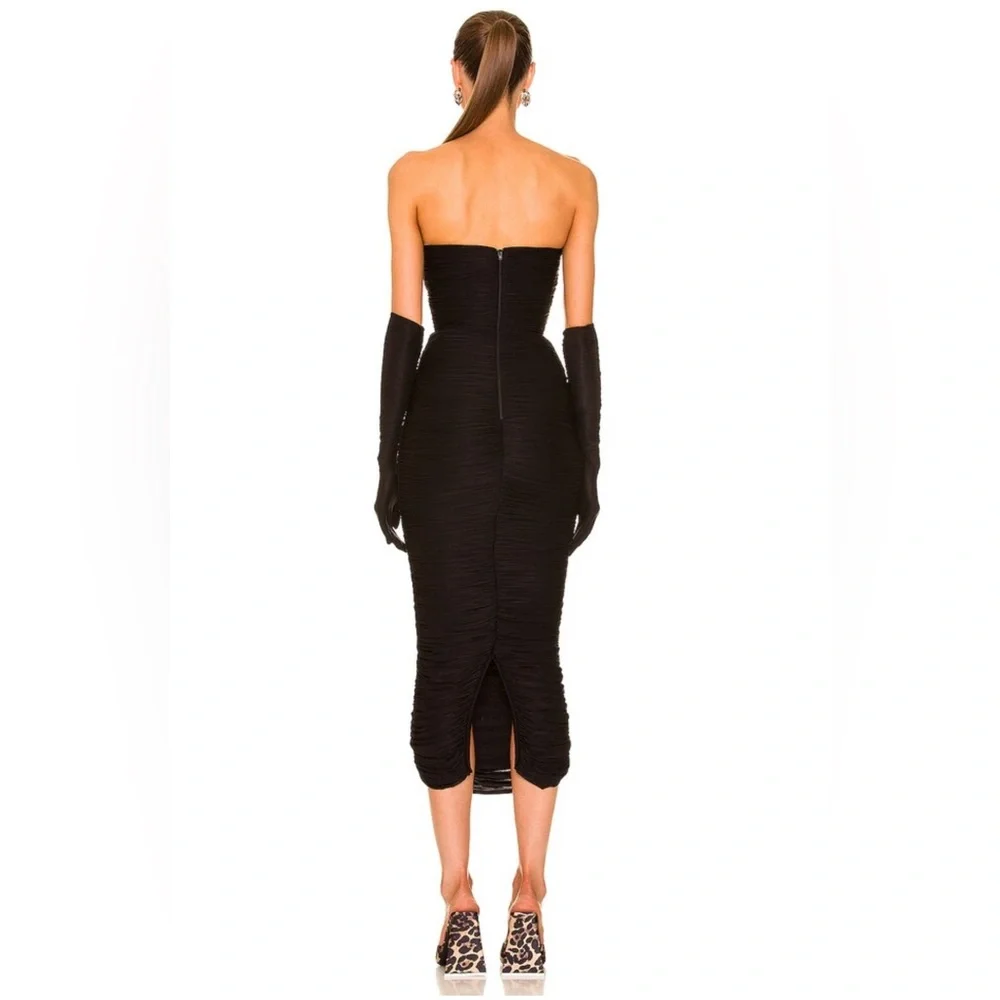Parton Ruched Strapless Dress With Gloves - Picture 3 of 10